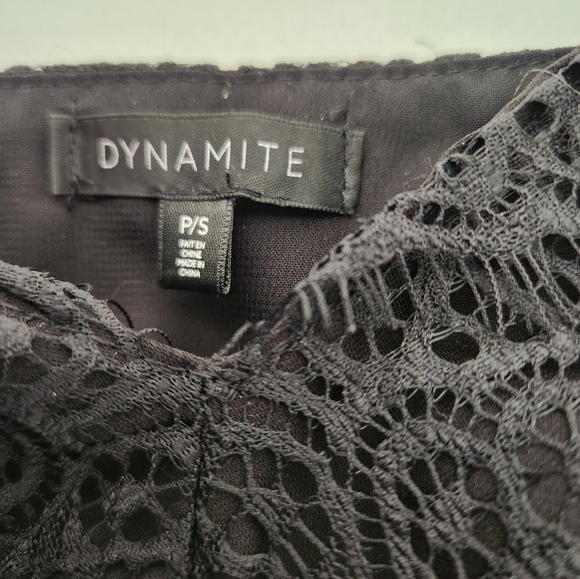 Dynamite Lace Trim Black Crop Top with Adjustable Spaghetti Straps Sz Small - Picture 2 of 4
